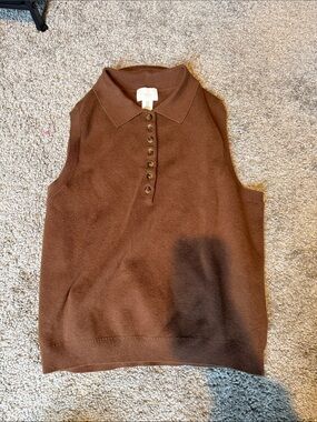 H&M Brown Sleeveless Polo Knit Top